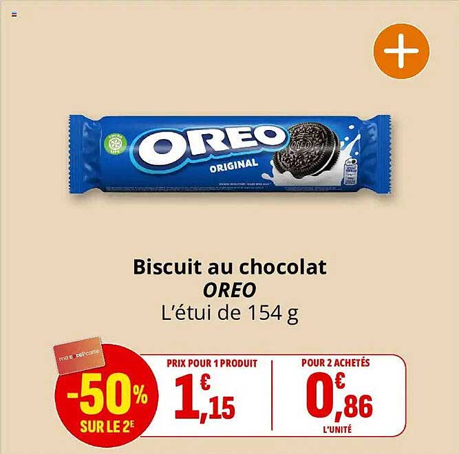 Bisuit au chocolat OREO L'étui de 154 g