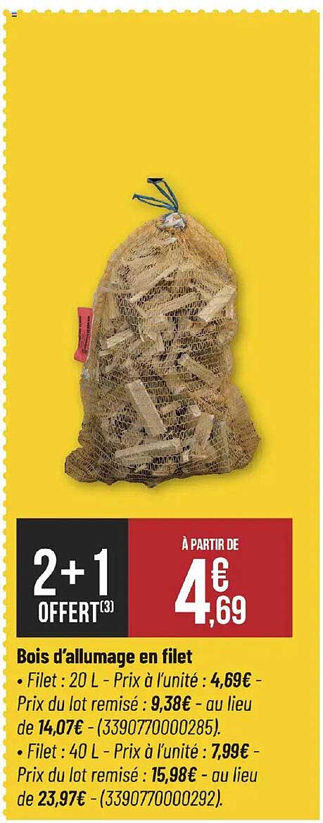 Bois d'allumage en filet