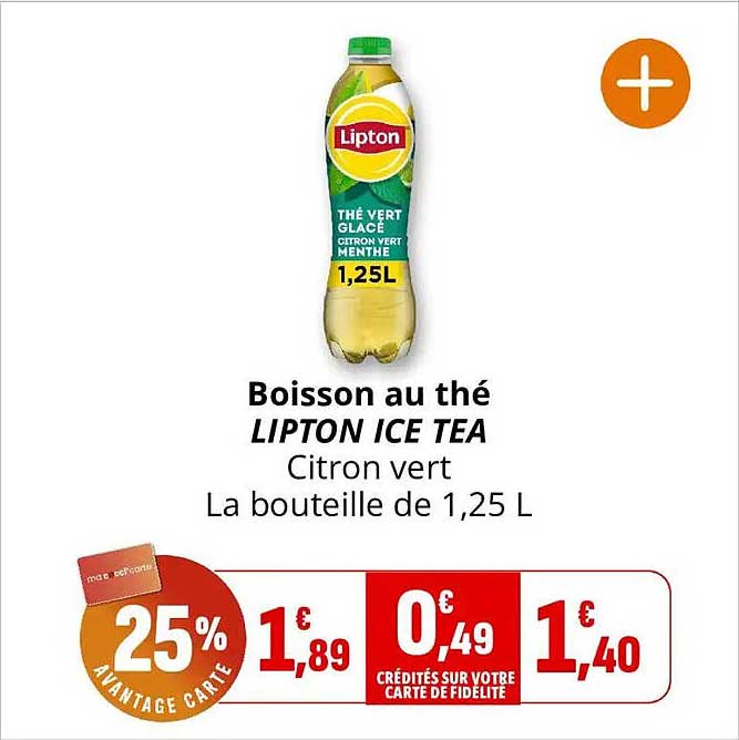 Boisson au thé LIPTON ICE TEA Citron vert La bouteille de 1,25 L