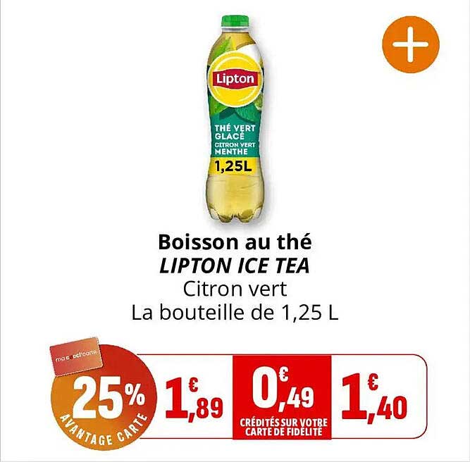 Boisson au thé LIPTON ICE TEA Citron vert La bouteille de 1,25 L