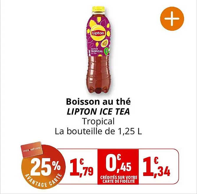Boisson au thé LIPTON ICE TEA Tropical La bouteille de 1,25 L