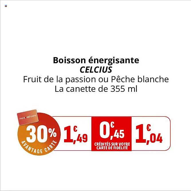 Boisson énergisante CELCIUS Fruit de la passion ou Pêche blanche La cannette de 355 ml