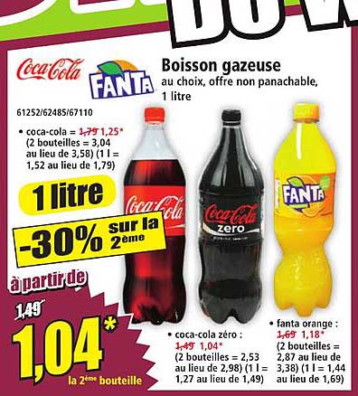 Boisson gazeuse au choix, offre non panachable, 1 litre