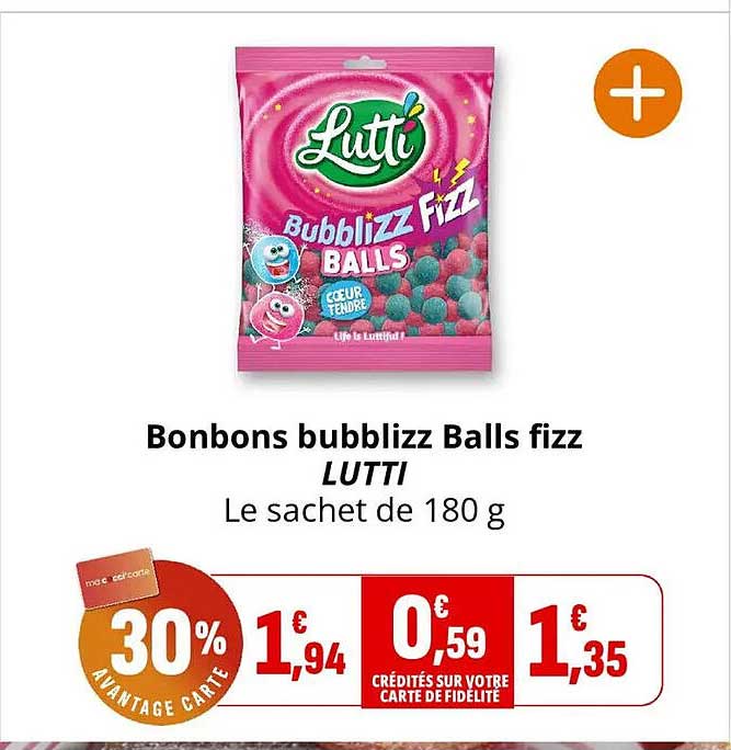Bonbons bubbliZZ Balls fizz LUTTI Le sachet de 180 g
