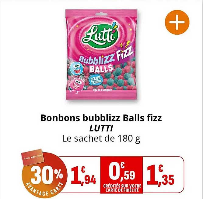 Bonbons bubblizz Balls fizz LUTTI Le sachet de 180 g