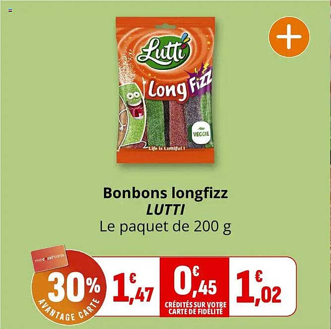 Bonbons longfizz LUTTI Le paquet de 200 g