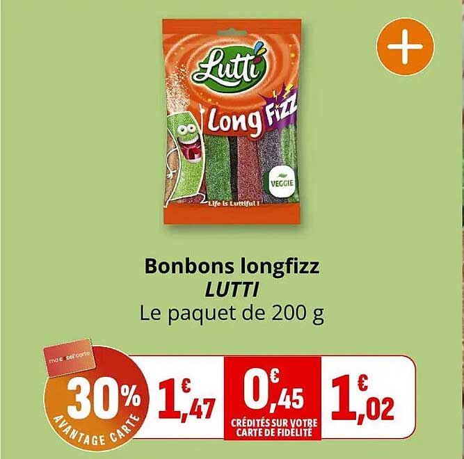 Bonbons longfizz LUTTI Le paquet de 200 g