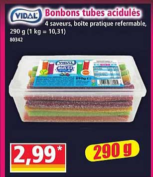 Bonbons tubes acidulés