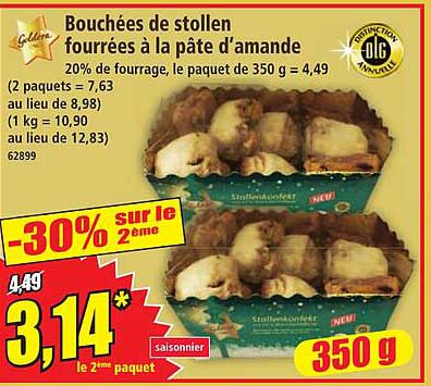 Bouchées de stollen fourrées à la pâte d'amande