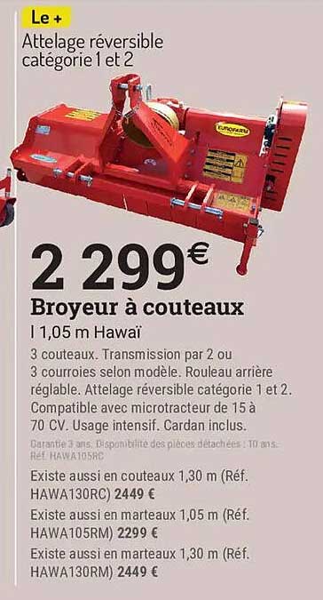 Broyeur à couteaux 1,05 m Hawaï