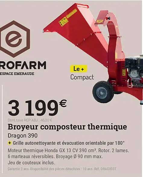 Broyeur composteur thermique Dragon 390