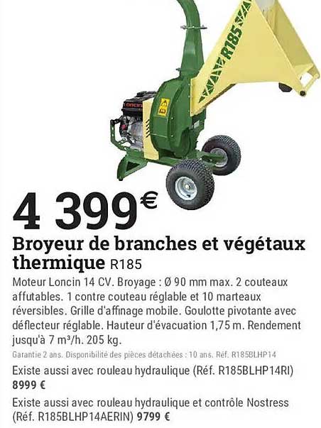Broyeur de branches et végétaux thermique R185