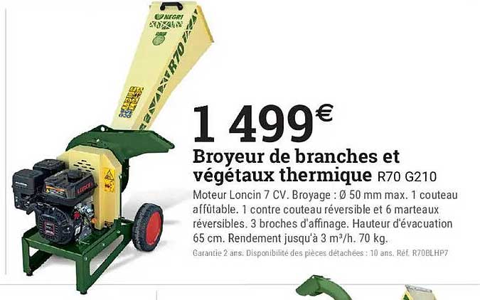 Broyeur de branches et végétaux thermique R70 G210
