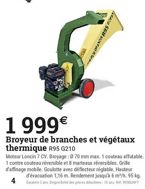 Broyeur de branches et végétaux thermique R95 G210