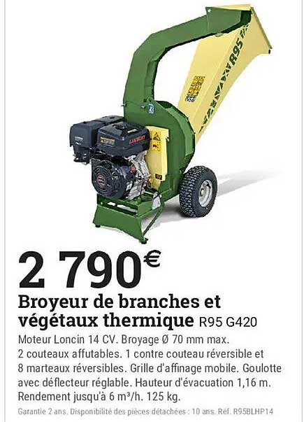 Broyeur de branches et végétaux thermique R95 G420