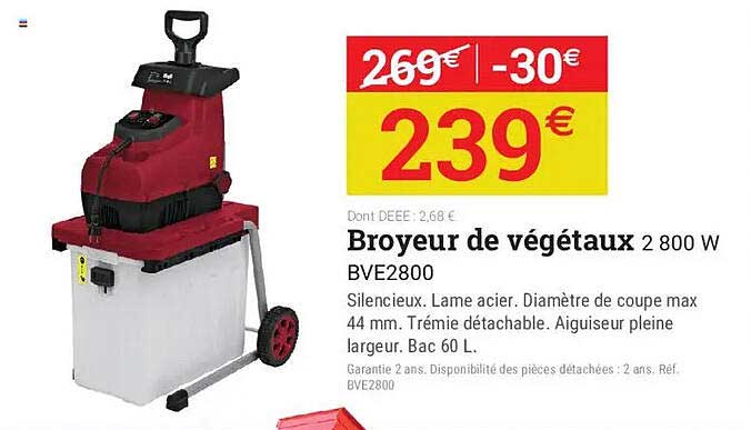 Broyeur de végétaux 2 800 W BVE2800