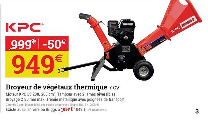 Broyeur de végétaux thermique 7 CV