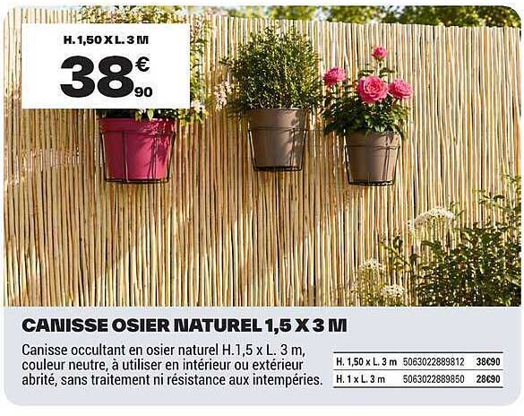 CANISSE OSIER NATUREL 1,5 X 3 M