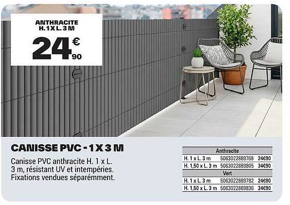 CANISSE PVC - 1 X 3 M