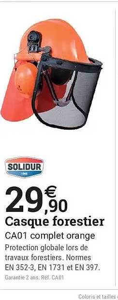 Casque forestier CA01 complet orange