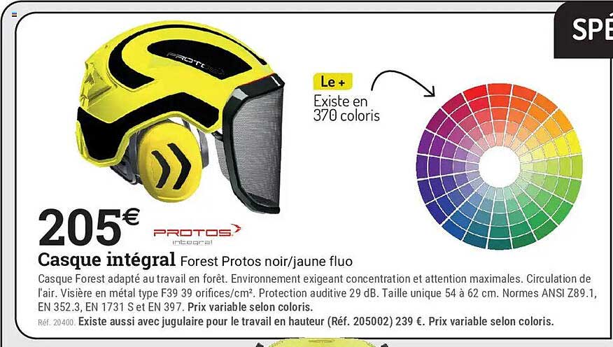 Casque intégral Forest Protos noir/jaune fluo