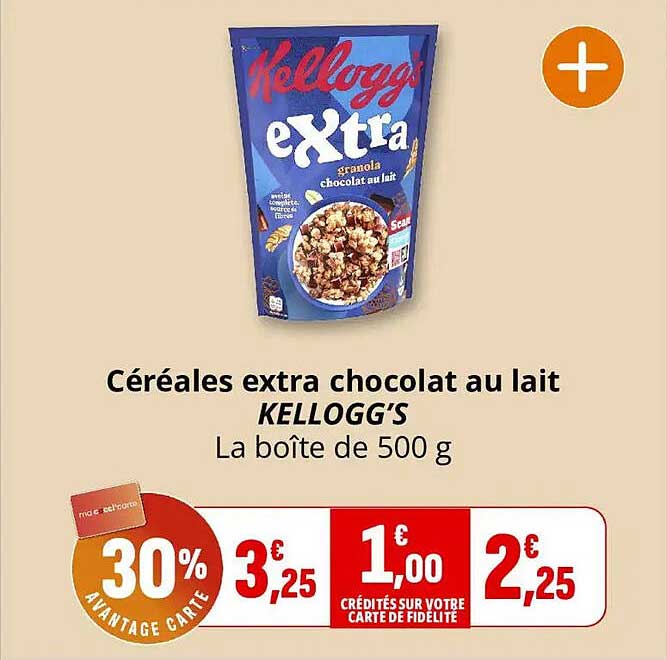 Céréales extra chocolat au lait KELLOGG’S La boîte de 500 g