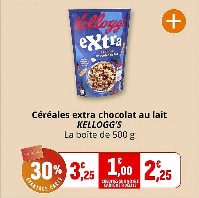 Céréales extra chocolat au lait KELLOGG’S La boîte de 500 g