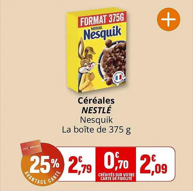 Céréales NESTLÉ Nesquik La boîte de 375 g