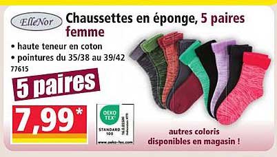 Chaussettes en éponge. 5 paires femme