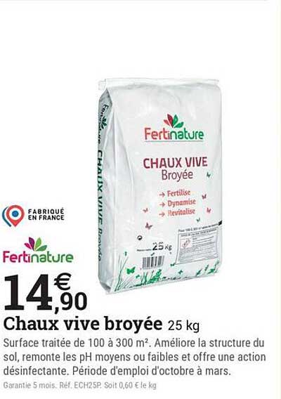 Chaux vive broyée 25 kg