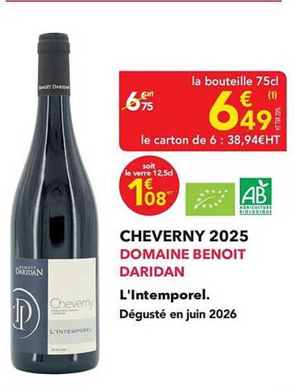 CHEVERNY 2025 DOMAINE BENOIT DARIDAN L'Intemporel.