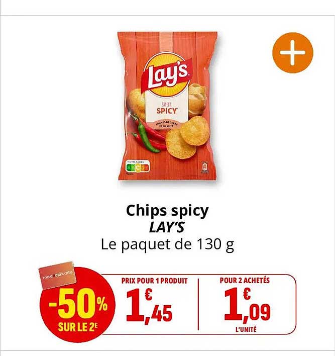 Chips spicy LAY'S Le paquet de 130 g