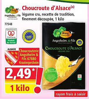 Choucroute d’Alsace(a) légume cru, recette de tradition, finement découpée, 1 kilo