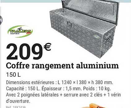 Coffre rangement aluminium 150 L