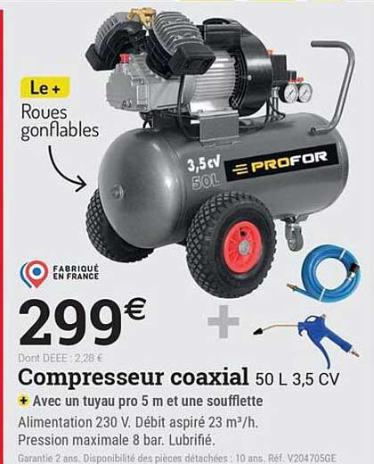 Compresseur coaxial 50 L 3,5 CV