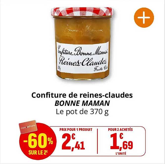 Confiture de reines-claudes BONNE MAMAN Le pot de 370 g