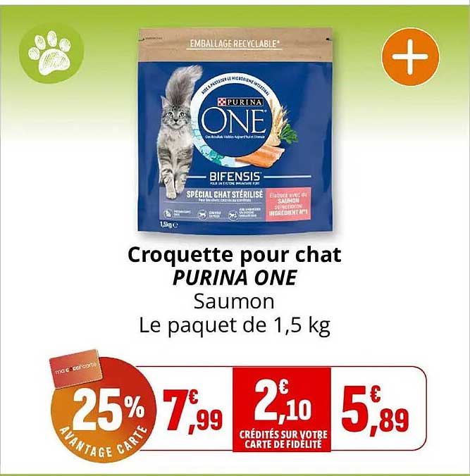 Croquette pour chat PURINA ONE Saumon Le paquet de 1,5 kg
