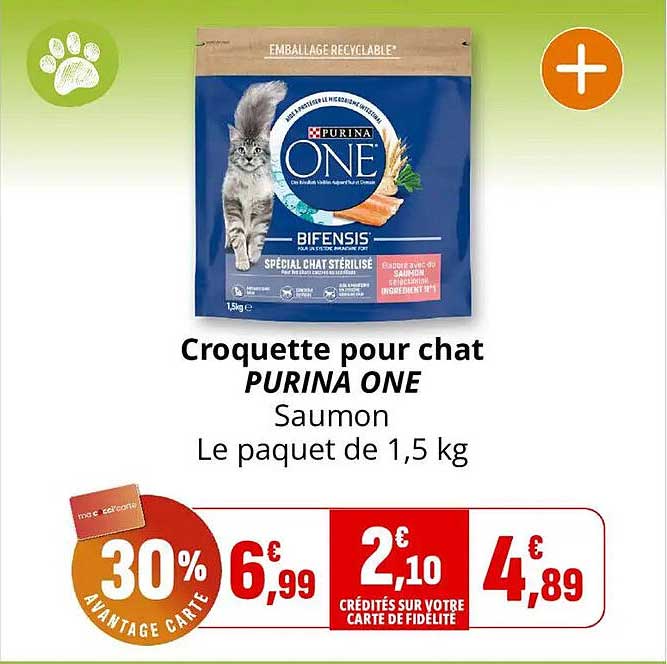 Croquette pour chat PURINA ONE Saumon Le paquet de 1,5 kg