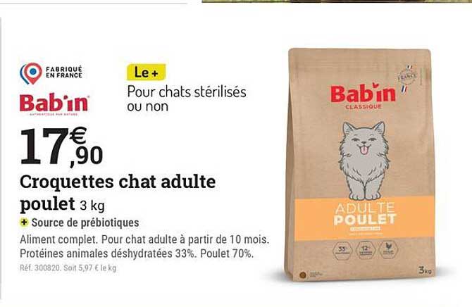 Croquettes chat adulte poulet 3 kg