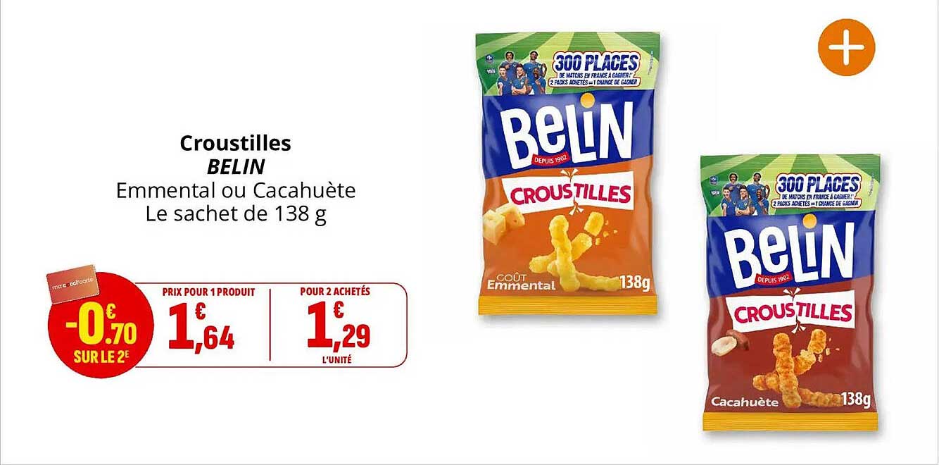 Croustilles BELIN Emmental ou Cacahuète Le sachet de 138 g