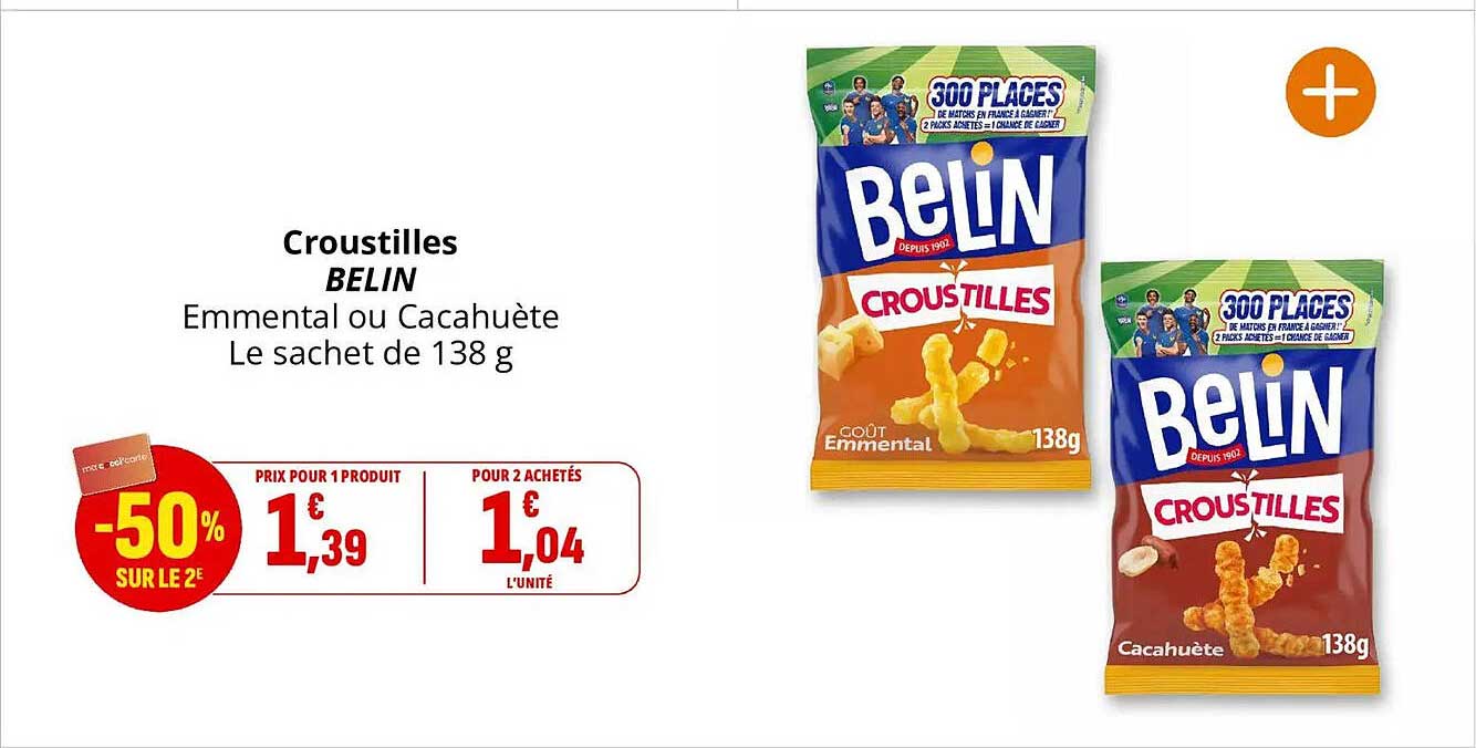 Croustilles BELIN Emmental ou Cacahuète Le sachet de 138 g