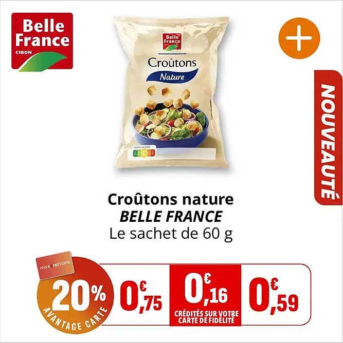 Croûtons nature BELLE FRANCE Le sachet de 60 g