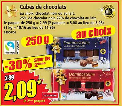 Cubes de chocolats au choix