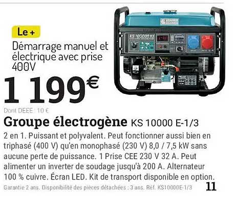 Démarrage manuel et électrique avec prise 400V