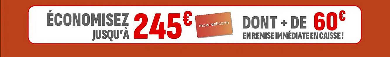 ÉCONOMISEZ JUSQU'À 245€ DONT + DE 60€ EN REMISE IMMÉDIATE EN CAISSE!