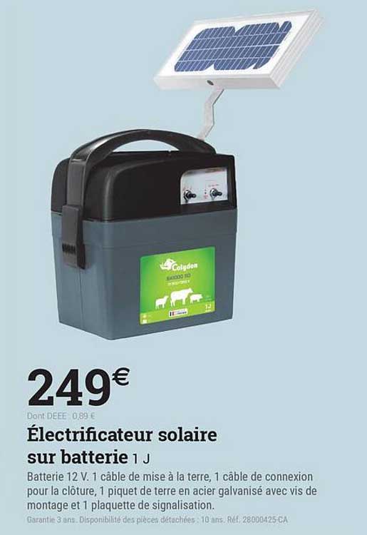 Électrificateur solaire sur batterie 1 J