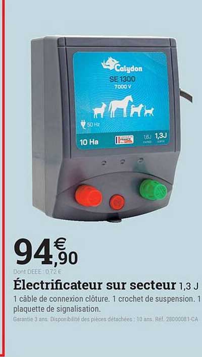 Électrificateur sur secteur 1,3 J