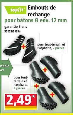 Embouts de rechange pour bâtons Ø env. 12 mm