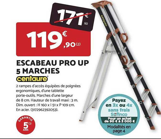 ESCABEAU PRO UP 5 MARCHES centaure