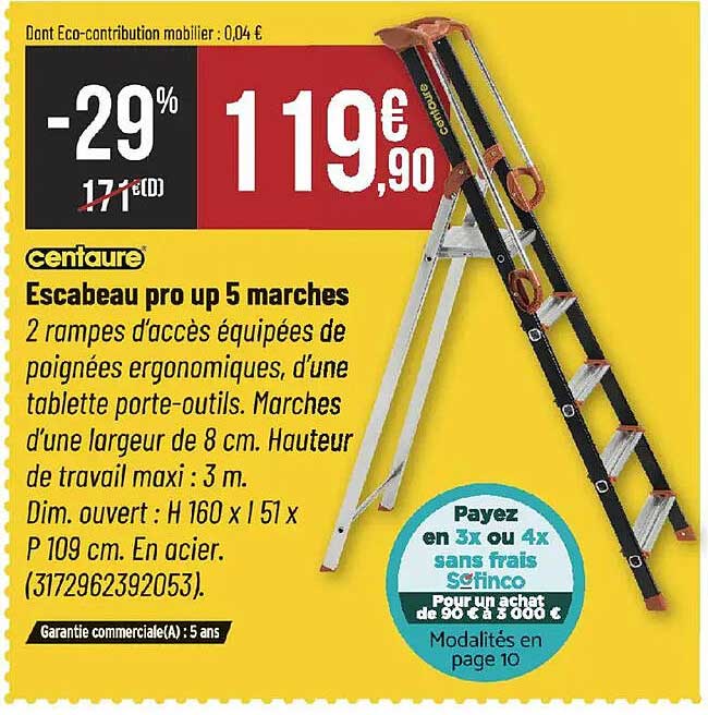 Escabeau pro up 5 marches